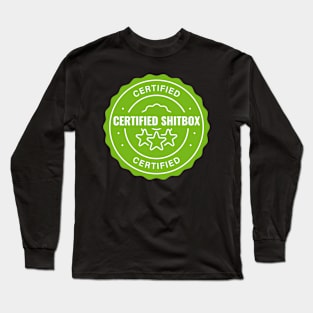 Certified Shitbox - Green Label With Stars And White Text Circle Design Long Sleeve T-Shirt